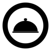 Dish the black color icon in circle or round vector