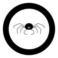 Spider the black color icon in circle or round vector