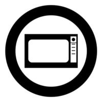 Microwave oven icon black color in circle vector