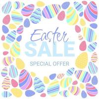 Easter Sale wreath with color Easter eggs on white background vector