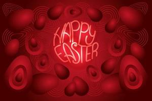 postal de pascua con huevos de pascua rojos sobre fondo degradado de abstracción vector