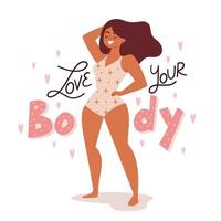 Body positive lettering with woman vector