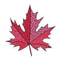 día de la hoja de arce, hoja de arce canadiense brillante con patrones simples, elemento simbólico decorativo vector