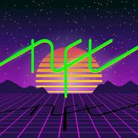 NFT non fungible vaporwave token. Exclusive art banner. Blockchain technology crypto coin. Vintage 80s and 90s style synthwave poster. Retro vapor wave cyberpunk collectibles vector eps illustration