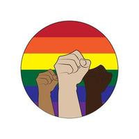 fist raised. Gay pride. LGBT concept. Sticker, paste, t-shirt screen printing, logo design. vector