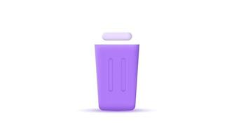 3d rendering icon trash can isolated on white vector