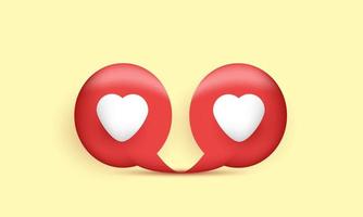 icono de renderizado 3d redes sociales amor pop vector