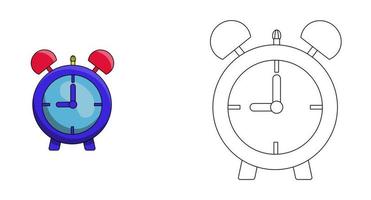 Coloring book. Cartoon clipart alarm clock for kids activity colouring pages. Vector illustration