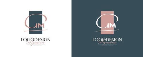 Initial G and M Logo Design in Elegant and Minimalist Handwriting Style. GM Signature Logo or Symbol for Wedding, Fashion, Jewelry, Boutique, and Business Identity vector