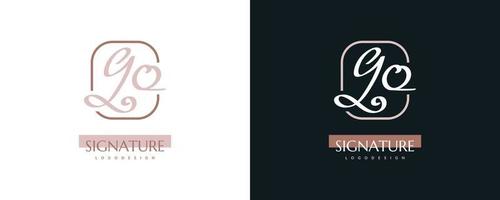 Initial G and O Logo Design in Elegant and Minimalist Handwriting Style. GO Signature Logo or Symbol for Wedding, Fashion, Jewelry, Boutique, and Business Identity vector