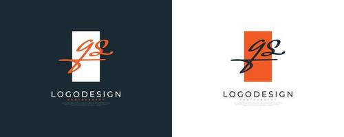 Initial G and S Logo Design in Elegant and Minimalist Handwriting Style. GS Signature Logo or Symbol for Wedding, Fashion, Jewelry, Boutique, and Business Identity vector