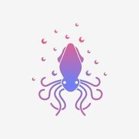 pulpo en diseño de ilustración de vector de logotipo submarino con azul de gradación, inspiración de plantilla de diseño de icono de pulpo