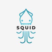 Line style of Squid logo vector illustration design, squid logo linear monoline design template inspiration, squid icon design template inspiration