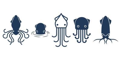 Set of Squid logo vector illustration design, Octopus, squid, cuttlefish logo design template inspiration