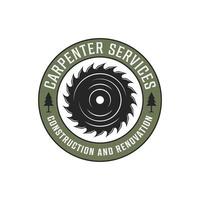 Badge of Carpentry logo vector illustration design, Wood work logo design inspiration, carpenter logo template