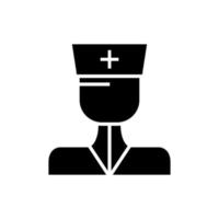 Nurse Icon - Vector Medical Assistant with Stethoscope and Cap for Health Care Services in Glyph Pictogram illustration