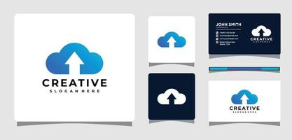 Cloud and Up Arrow Logo Template With Business Card Design Inspiration vector