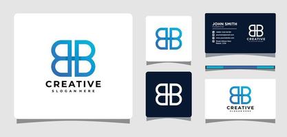 Initial Letter B and B Logo Template With Business Card Design Inspiration vector