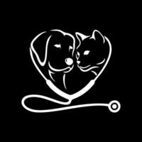 pet care. dog, cat and stethoscope combination, describe care vector