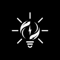 electric innovative. the light bulb symbolizes innovation, the electric leaf symbolizes energy vector