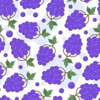 Seamless grapes pattern. Illustration in flat, hand draw, cartoon style. Elements are isolated on a white background. Appetizing print for surface design, packaging, fabric, digital paper vector