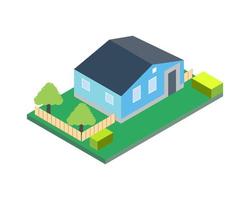 Isometric 3d private house, rural buildings and cottages icons set. architecture real estate, property and home. vector