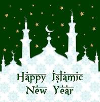 Vector illustration of Islamic new year with mosque and ornament pattern