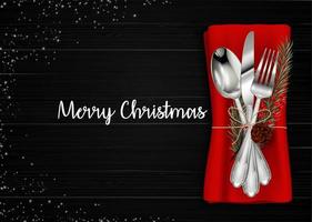 Christmas meal table setting background vector