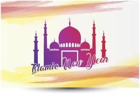 Vector illustration of Islamic new year greeting card with mosque