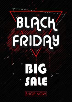 Vector illustration of Black friday sales banner with lines and triangles