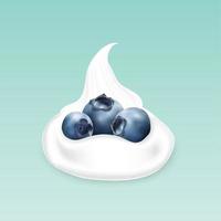 Whipped cream with blueberries vector