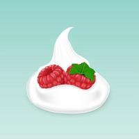 Whipped cream with raspberries vector