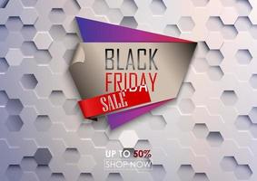 Vector illustration of Black friday big sale poster with white hexagonal background