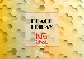 Vector illustration of Black Friday big sale with yellow hexagonal background