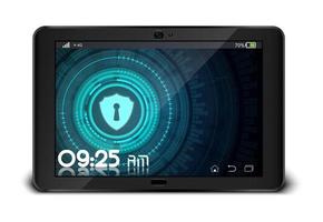 Vector illustration of Tablet pc with security concept on screen