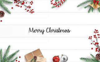 Christmas decoration on wooden background vector