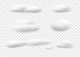 set of white cloud vector on transparency background