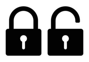 black icon lock and unlock, vector