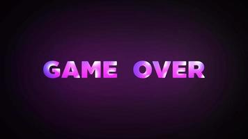 neon game over tekstanimatie voor outro video-inhoud video