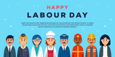 labour day flat design background illustration with A group of people of different professions vector
