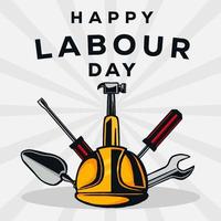 hand drawn happy labour day illustration vector