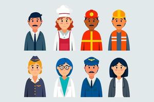 flat illustration characters with different professions set vector