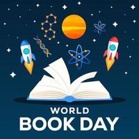 world books day illustration in flat design vector