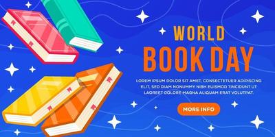 world books day illustration horizontal banner vector