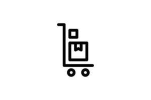 Package Trolley Icon Logistic Line Style Free vector