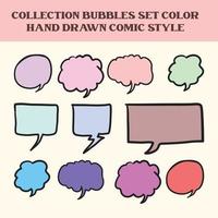 collection bubbles set color, hand drawn style vector