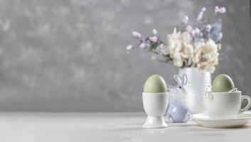 Easter background. Happy Easter Bunnies. Banner. copy space photo