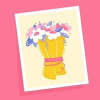 Festive bouquet of white and pink flowers vector
