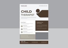 Child therapy flyer design template, medical therapy flyer,  Children counseling poster leaflet template. vector