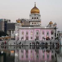 Gurdwara Bangla Sahib is the most prominent Sikh Gurudwara, Bangla Sahib Gurudwara inside view during evening time in New Delhi, India, Sikh Community one of the famous gurudwara Bangla Sahib view photo